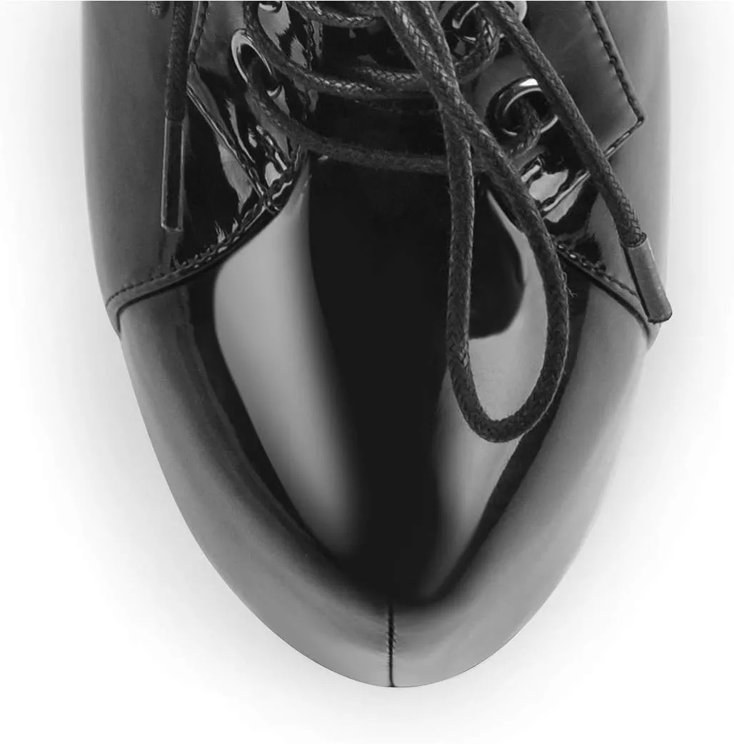 Platform Lace Up Stiletto High Heels Round Toe Ankle Bootie