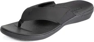 PowerStep Men's Arch Support Orthotic Flip Flop Sandals with Shock Absorbing Sole, Lightweight Non-Slip Tread, Black, 9