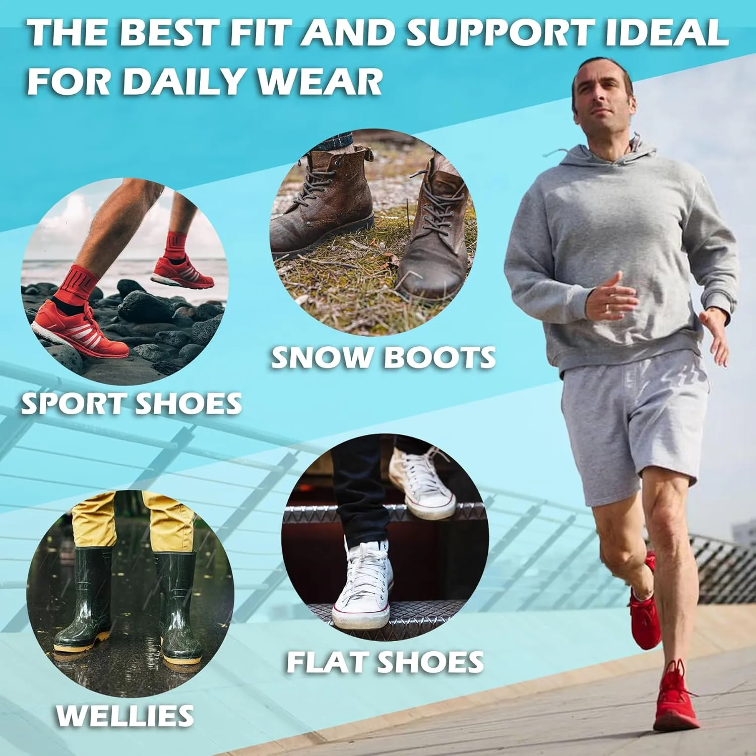riemot 2 Pairs Memory Foam Insoles for Men Replacement Shoe Inserts for Work Boot,Sneaker,Comfort Cushion Shoe Insoles,Breathable Inner Soles Shock Absorbing for Foot Pain Relief Grey US10/ EU43