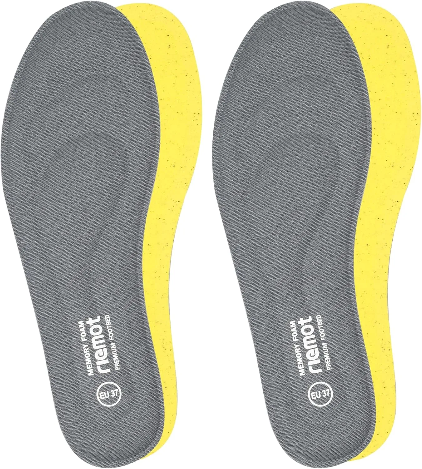 riemot 2 Pairs Memory Foam Insoles for Men Replacement Shoe Inserts for Work Boot,Sneaker,Comfort Cushion Shoe Insoles,Breathable Inner Soles Shock Absorbing for Foot Pain Relief Grey US10/ EU43