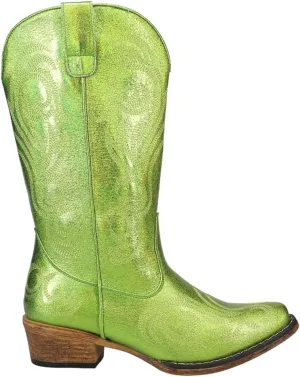 ROPER Womens Riley Metallic Embroidered Snip Toe Casual Boots Mid Calf Low Heel 1-2" - Silver