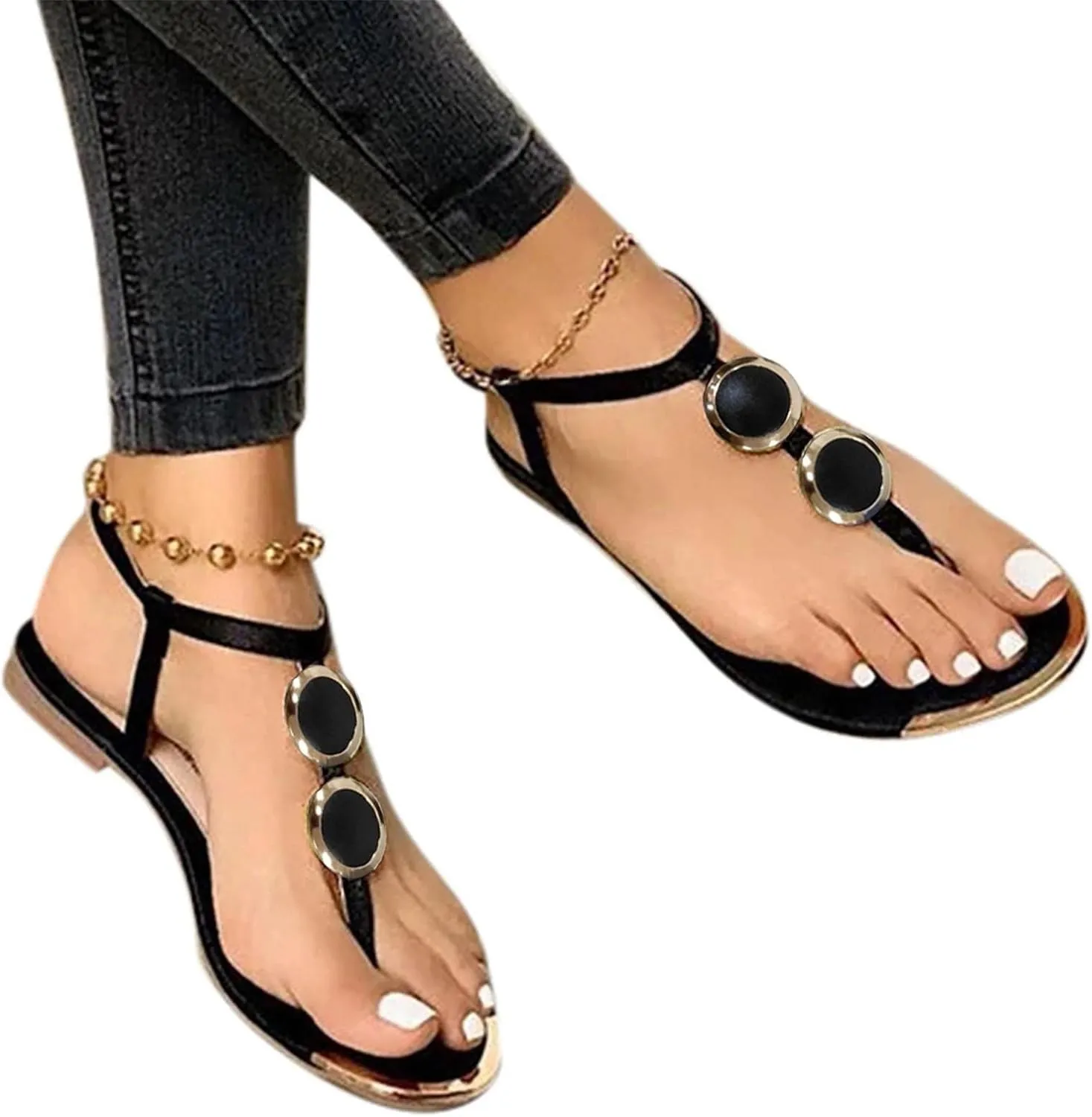 Sandals for Women Orthotic Arch Support Lightweight Yoga Mat Thong Flat Soft Bottom Flip Flops Cushion Clip T-Strap Non-Slip