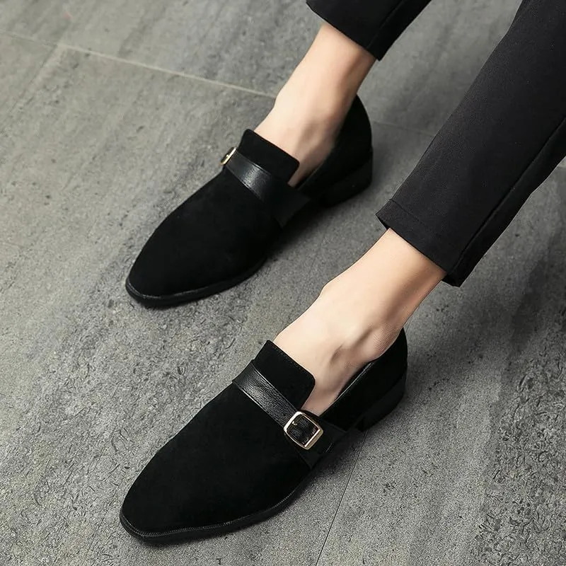 Santimon Men's Luxury Velvet Buckle Loafer Shoes Slip-on Loafers Formal Wedding Tuxedo Shoes