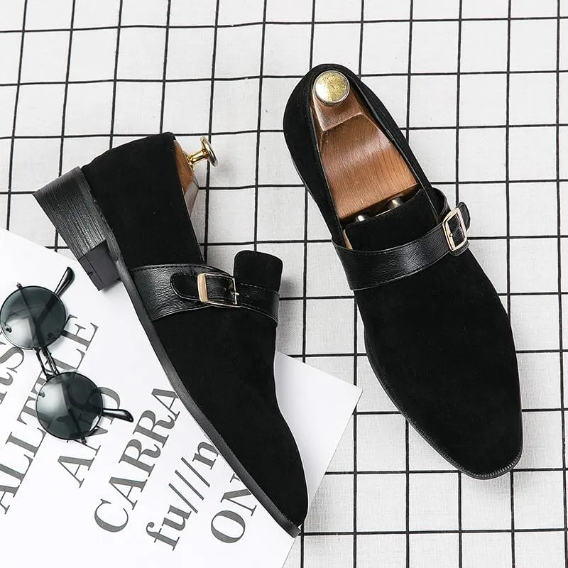Santimon Men's Luxury Velvet Buckle Loafer Shoes Slip-on Loafers Formal Wedding Tuxedo Shoes