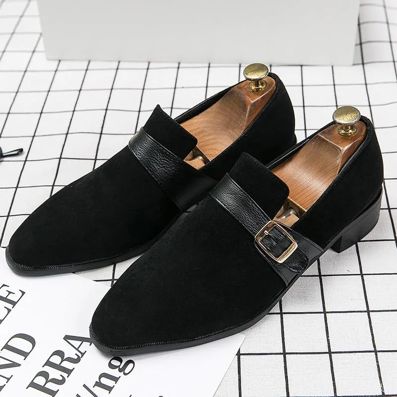 Santimon Men's Luxury Velvet Buckle Loafer Shoes Slip-on Loafers Formal Wedding Tuxedo Shoes