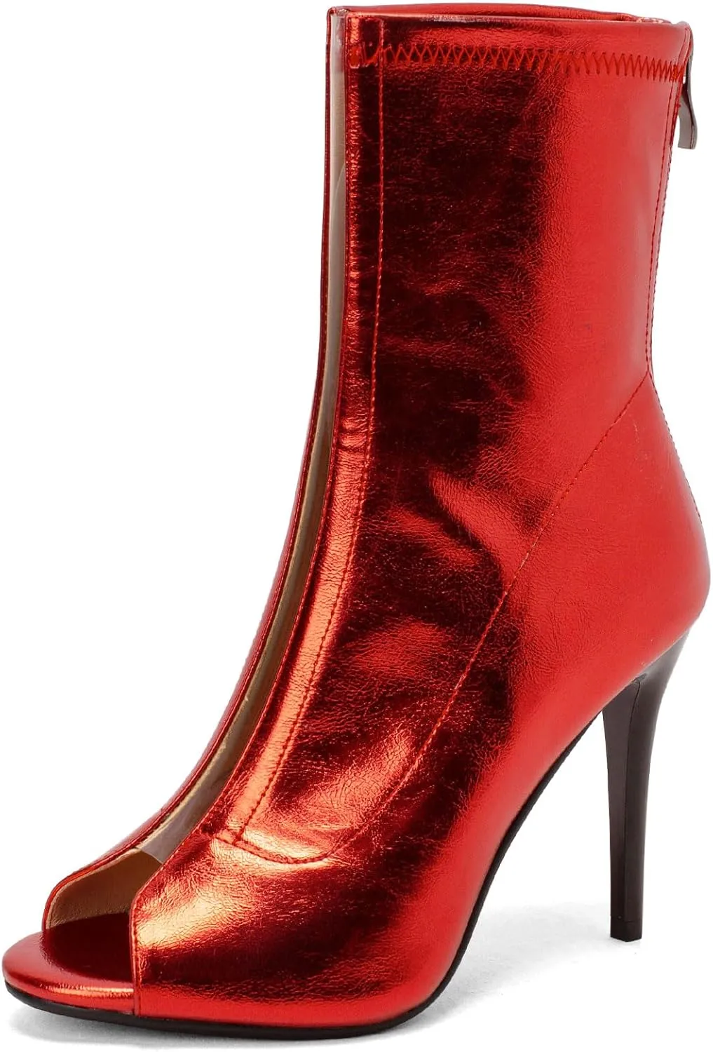 SEIFIN Women's Peep Toe Metallic Ankle Boots High Heels Sandals Open-Toe Stiletto Heeled Booties