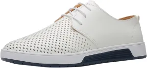 Shoes for Men Leather Formal Summer Style Men's Breathable Comfortable Business Lace Up Leisure Hollow Solid Leather Shoes Men's Mesh Sneakers Oxfords Lace-Up Lightweight