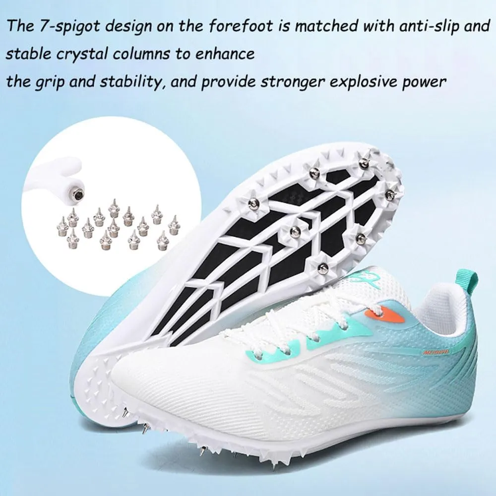 Sprint Spikes Shoes Carbon Plate Cushioning Athletic Shoes 7 Nails Mesh Breathable Anti-Slip Running Trainers Lightweight Unisex for Women Men, Track & Field, Racing, Long Jump, 35-44 EU