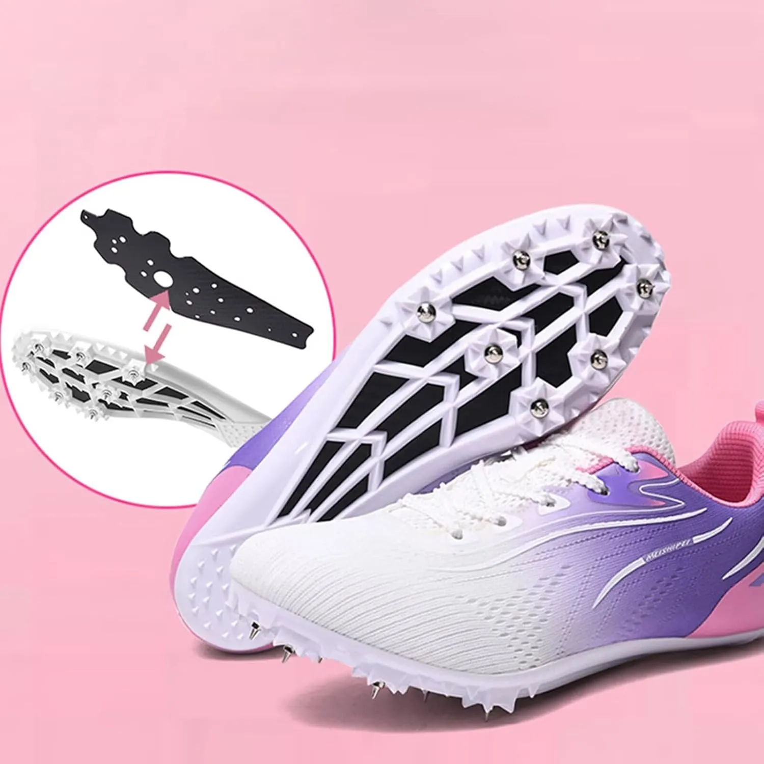 Sprint Track and Field Nail Shoes for Men Women Youth Kids Professional 8 Spikes Training Racing Teenagers Sneakers Breathable Racing Jumping Sprint Running Athletic Shoes