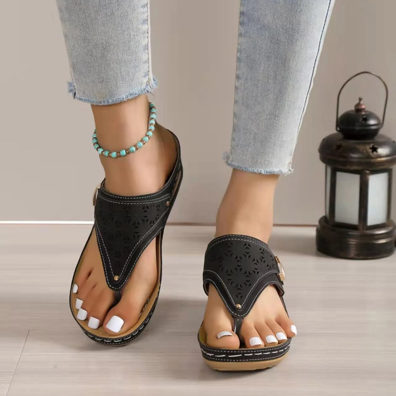 Summer Sandals for Women 2025,Orthopedic Sandals for Women Arch Support,Platform Leather Beach Flip Flop,Open Toe Slip On Dressy Flip Flops