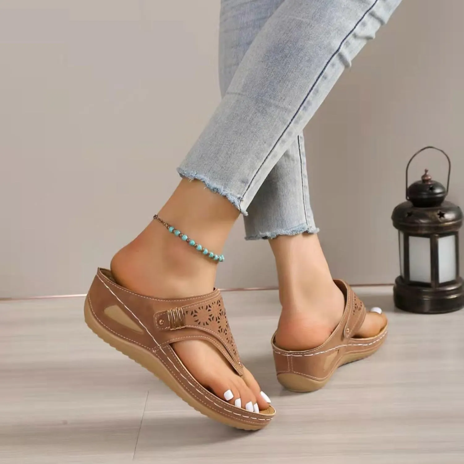 Summer Sandals for Women 2025,Orthopedic Sandals for Women Arch Support,Platform Leather Beach Flip Flop,Open Toe Slip On Dressy Flip Flops