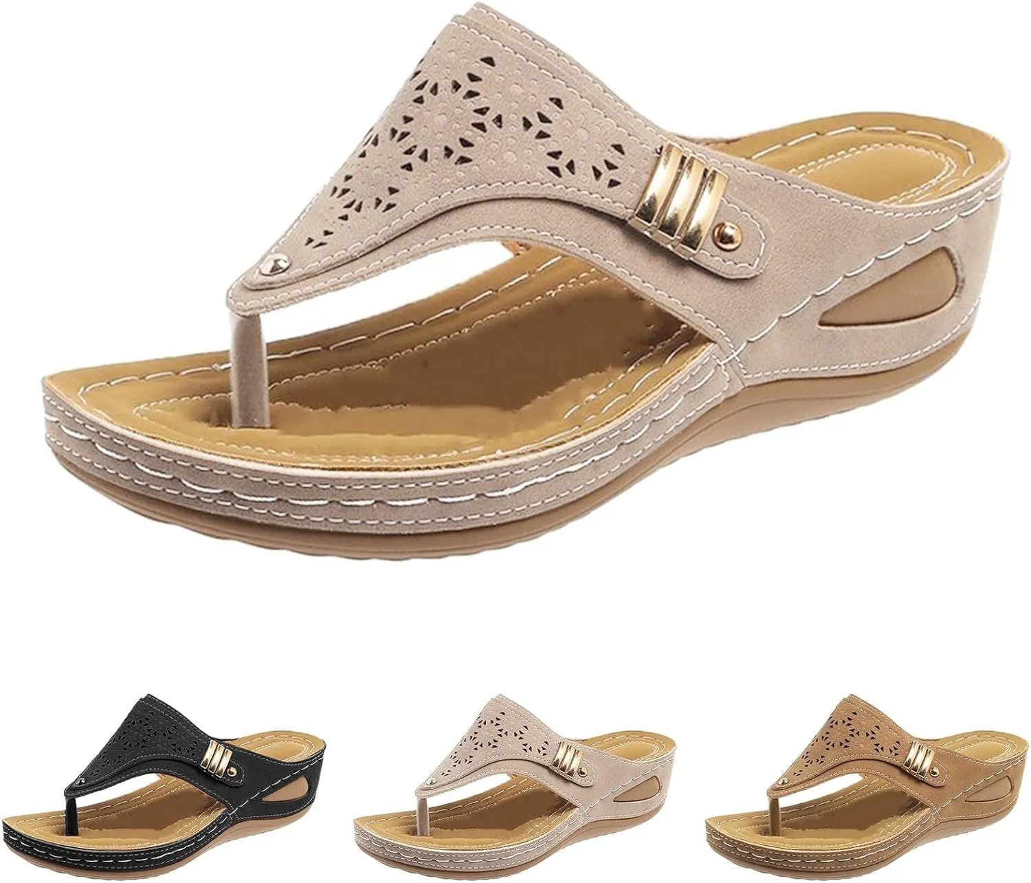 Summer Sandals for Women 2025,Orthopedic Sandals for Women Arch Support,Platform Leather Beach Flip Flop,Open Toe Slip On Dressy Flip Flops