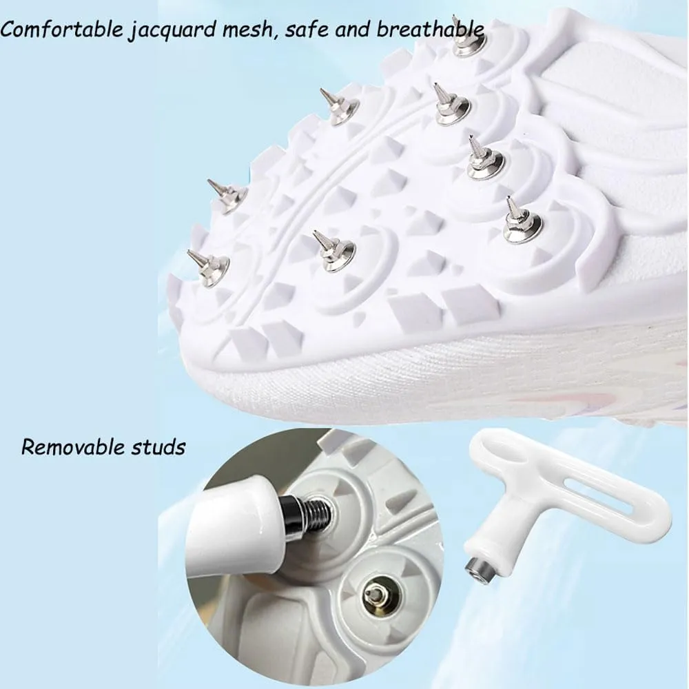 Teen Adult Sprint Spikes Shoes Athletic Spikes Shoes 8 Nails Breathable anti-slip Running Trainers Mesh Lightweight Buffer Unisex for Men, Track & Field, Racing Integrated Balancing Technique,35-44 EU
