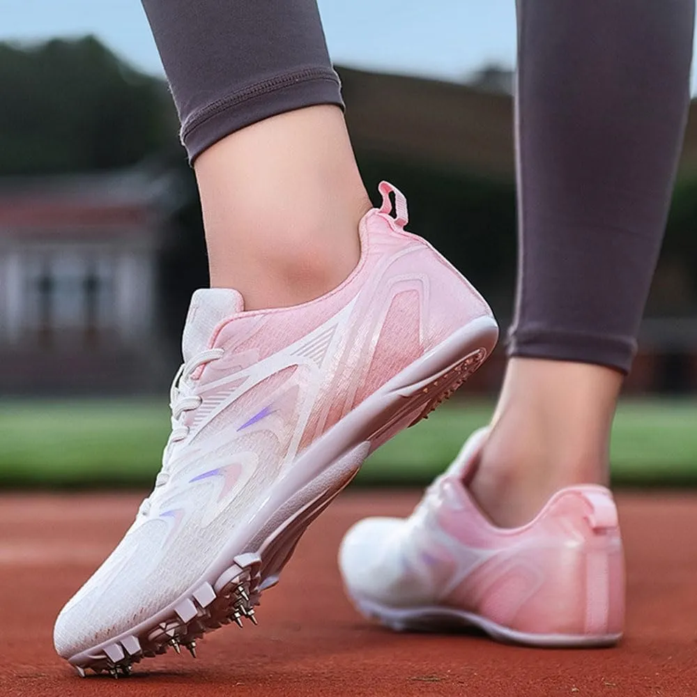 Teen Adult Sprint Spikes Shoes Athletic Spikes Shoes 8 Nails Breathable anti-slip Running Trainers Mesh Lightweight Buffer Unisex for Men, Track & Field, Racing Integrated Balancing Technique,35-44 EU