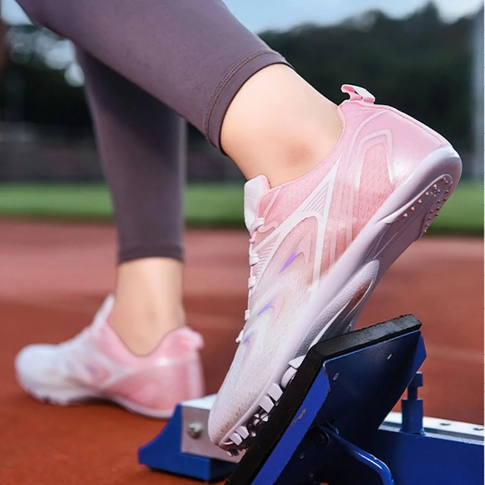 Teen Adult Sprint Spikes Shoes Athletic Spikes Shoes 8 Nails Breathable anti-slip Running Trainers Mesh Lightweight Buffer Unisex for Men, Track & Field, Racing Integrated Balancing Technique,35-44 EU