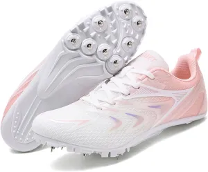 Teen Adult Sprint Spikes Shoes Athletic Spikes Shoes 8 Nails Breathable anti-slip Running Trainers Mesh Lightweight Buffer Unisex for Men, Track & Field, Racing Integrated Balancing Technique,35-44 EU