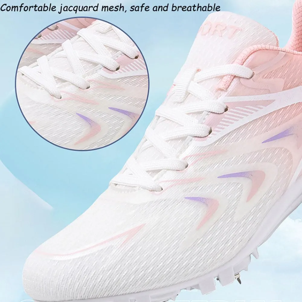 Teen Adult Sprint Spikes Shoes Athletic Spikes Shoes 8 Nails Breathable anti-slip Running Trainers Mesh Lightweight Buffer Unisex for Men, Track & Field, Racing Integrated Balancing Technique,35-44 EU