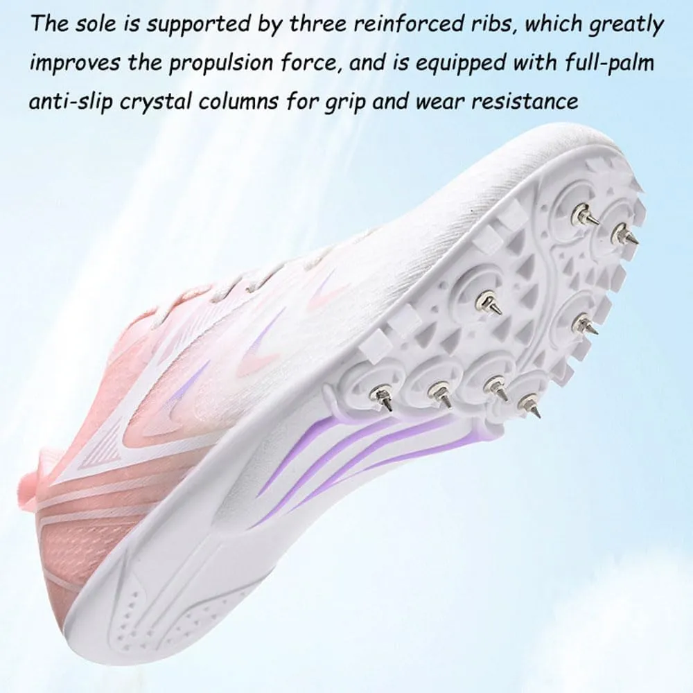 Teen Adult Sprint Spikes Shoes Athletic Spikes Shoes 8 Nails Breathable anti-slip Running Trainers Mesh Lightweight Buffer Unisex for Men, Track & Field, Racing Integrated Balancing Technique,35-44 EU