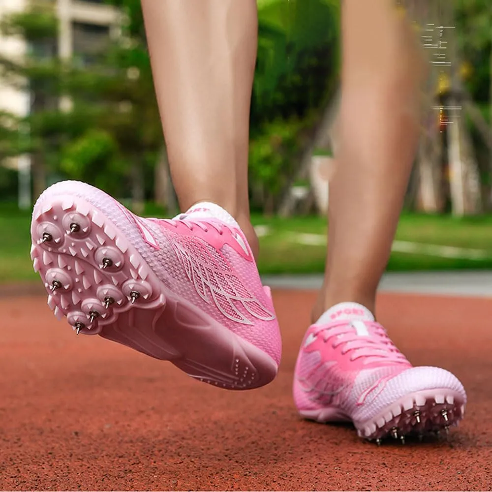 Teen Adult Sprint Spikes Shoes Athletic Spikes Shoes 8 Nails Breathable anti-slip Running Trainers Mesh Lightweight Buffer Unisex for Men, Track & Field, Racing Integrated Balancing Technique,35-45 EU