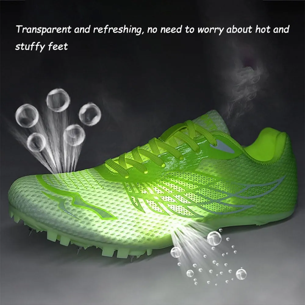 Teen Adult Sprint Spikes Shoes Athletic Spikes Shoes 8 Nails Breathable anti-slip Running Trainers Mesh Lightweight Buffer Unisex for Men, Track & Field, Racing Integrated Balancing Technique,35-45 EU