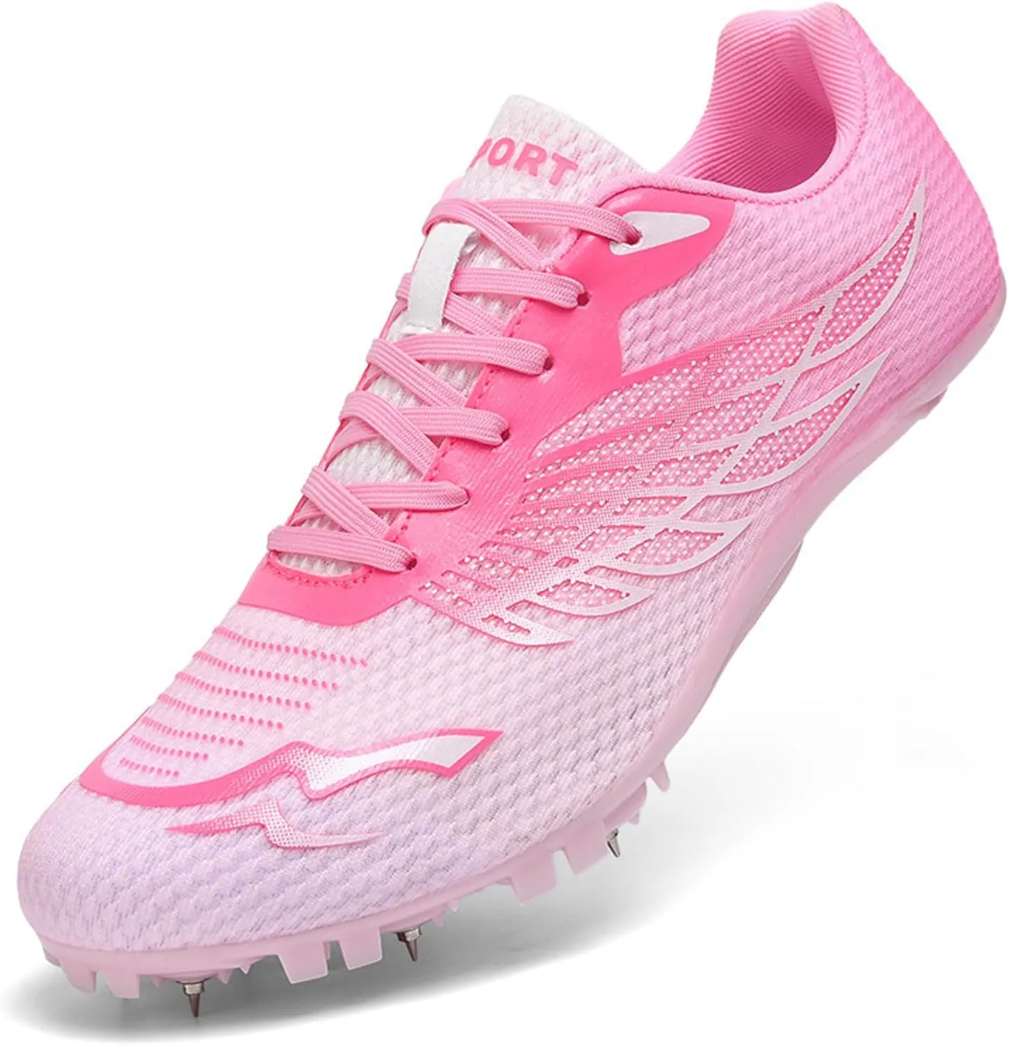 Teen Adult Sprint Spikes Shoes Athletic Spikes Shoes 8 Nails Breathable anti-slip Running Trainers Mesh Lightweight Buffer Unisex for Men, Track & Field, Racing Integrated Balancing Technique,35-45 EU