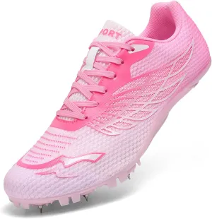 Teen Adult Sprint Spikes Shoes Athletic Spikes Shoes 8 Nails Breathable anti-slip Running Trainers Mesh Lightweight Buffer Unisex for Men, Track & Field, Racing Integrated Balancing Technique,35-45 EU