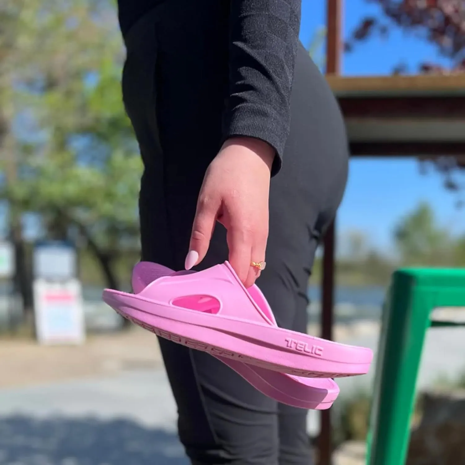 TELIC Unisex Recharge Slides - Pillow-Soft, Arch Supporting, Lightweight, Waterproof, Shock-Absorbing - Perfect for Beach, Pool & Everyday Wear