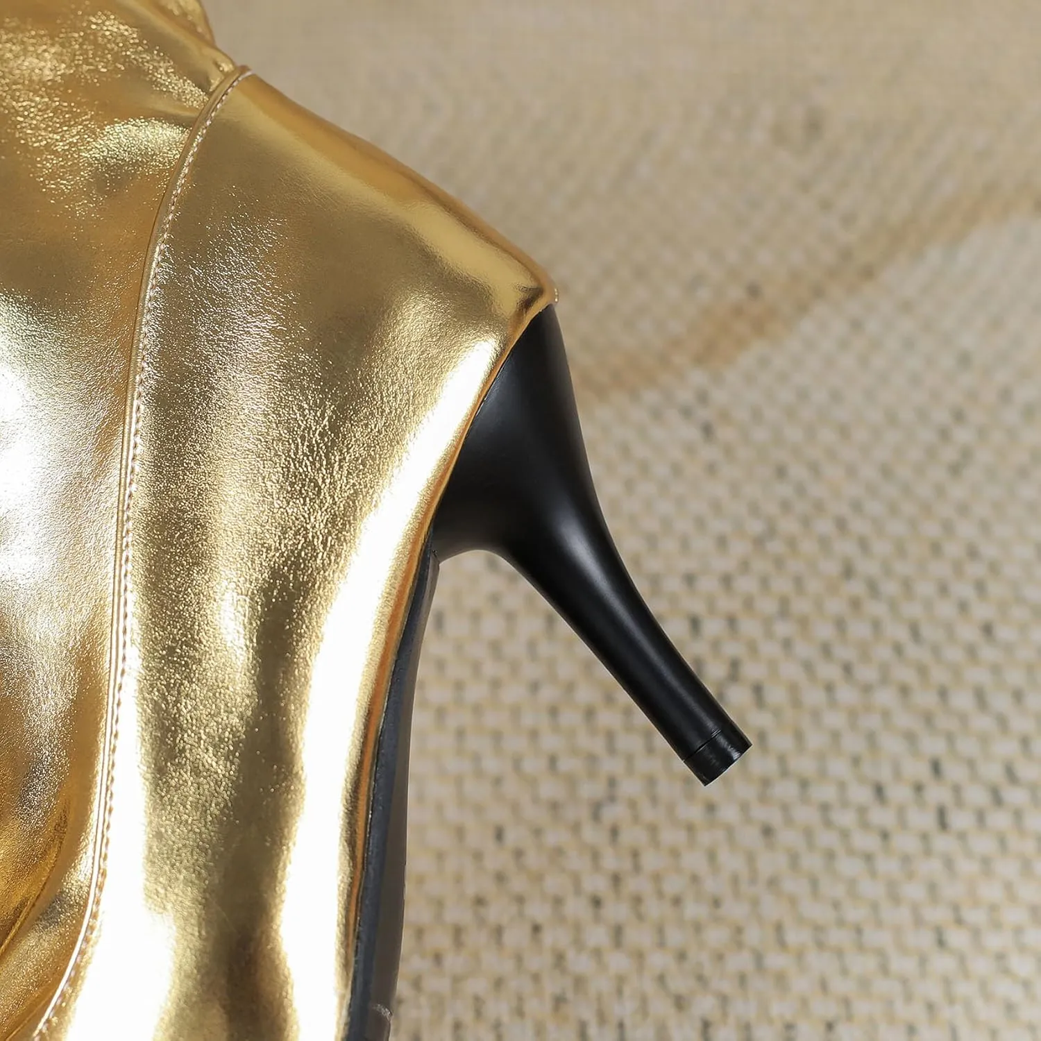 Thigh High Boots for Women Metallic Chunky Heels Over The Knee Boots Block Heeled Concert Disco Long Tall Boots