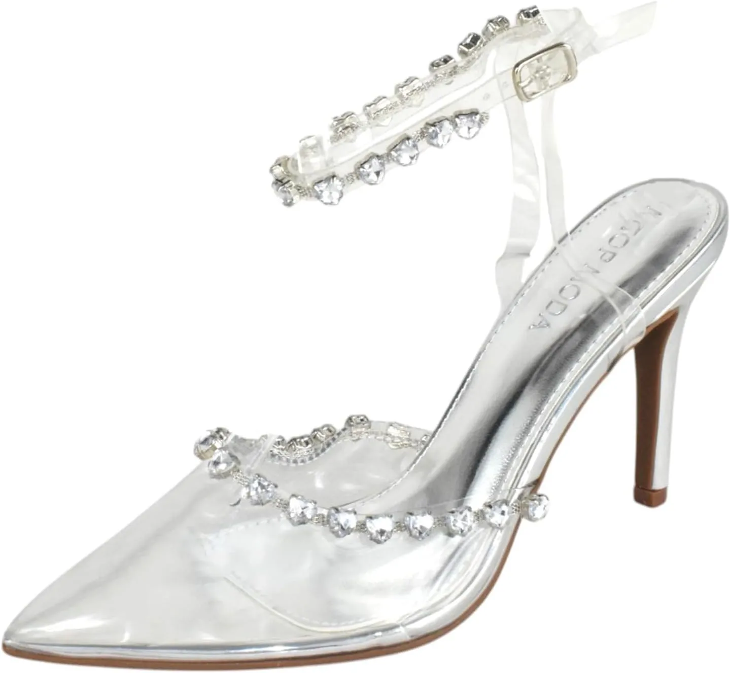 TOP Moda Shoes Women Stiletto High Heels Pointed-Toe Ankle Strap Bling Rhinestone Parson