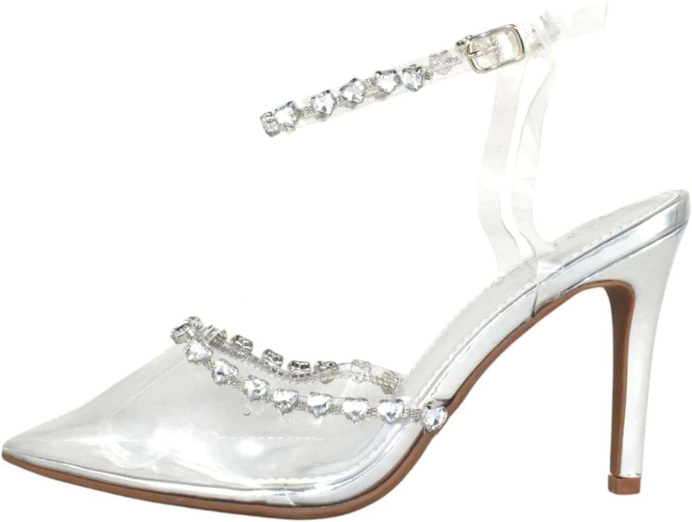 TOP Moda Shoes Women Stiletto High Heels Pointed-Toe Ankle Strap Bling Rhinestone Parson