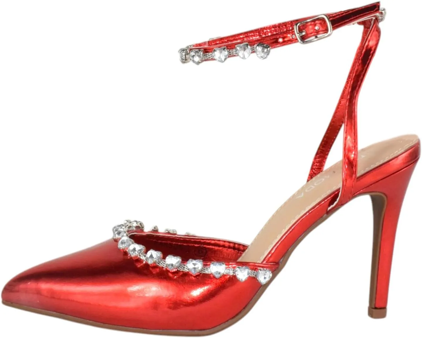 TOP Moda Shoes Women Stiletto High Heels Pointed-Toe Ankle Strap Bling Rhinestone Parson