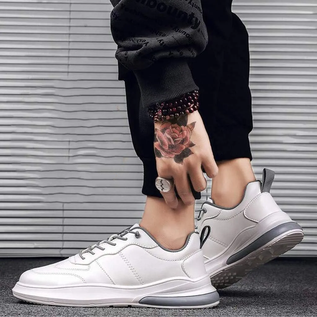 White Running Shoes Men Comfy Lace up Road Walking Sneakers Sports Athletic Workout Gym Shoe Breathable Fashion