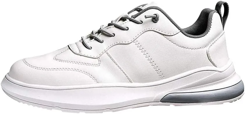 White Running Shoes Men Comfy Lace up Road Walking Sneakers Sports Athletic Workout Gym Shoe Breathable Fashion