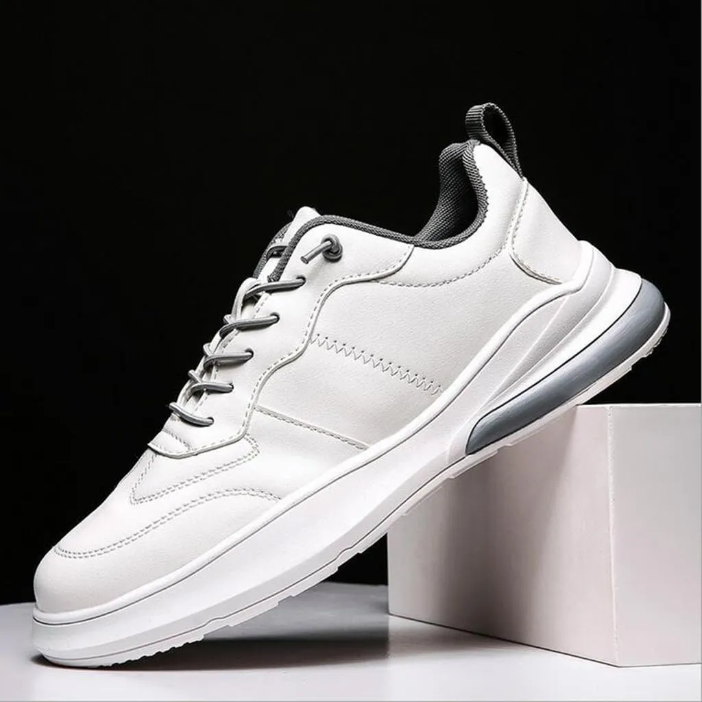 White Running Shoes Men Comfy Lace up Road Walking Sneakers Sports Athletic Workout Gym Shoe Breathable Fashion