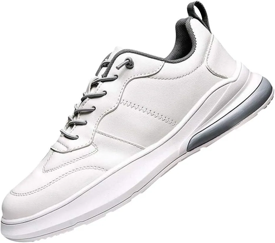 White Running Shoes Men Comfy Lace up Road Walking Sneakers Sports Athletic Workout Gym Shoe Breathable Fashion