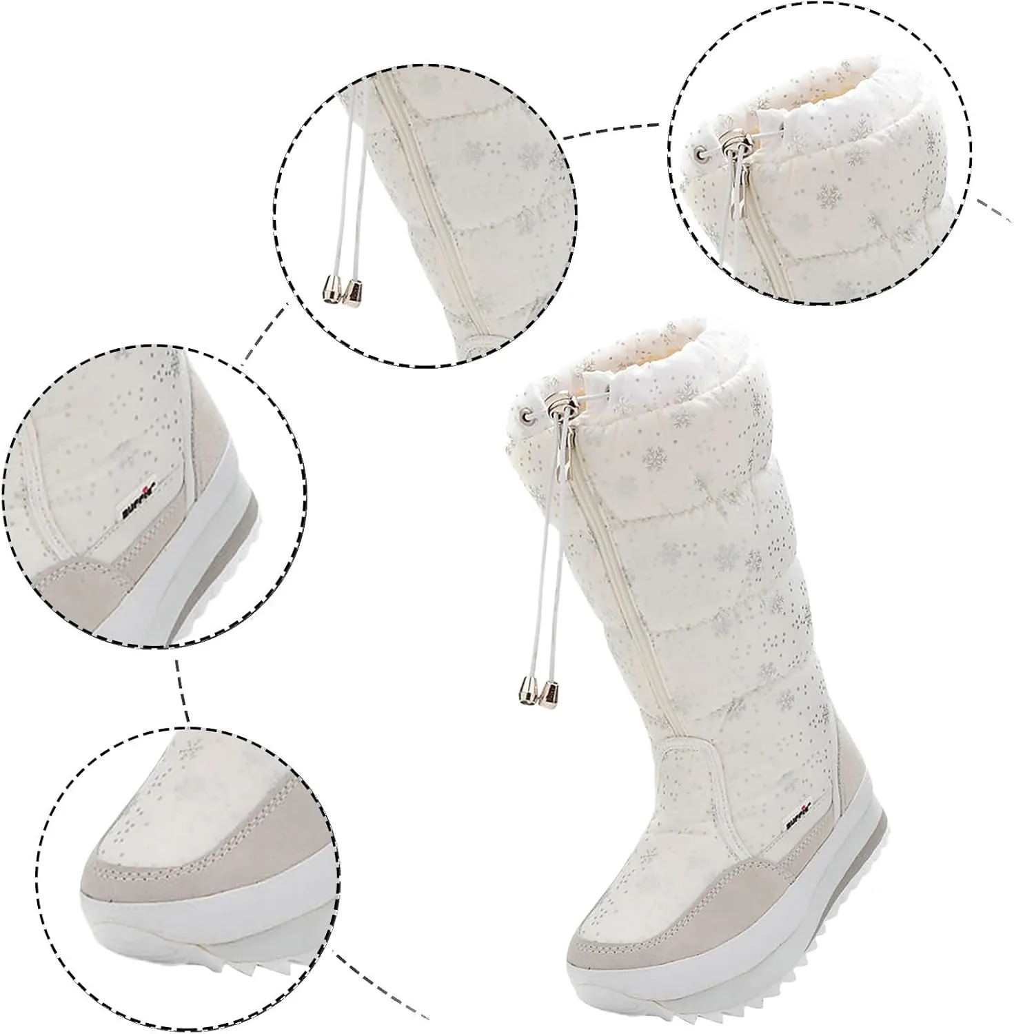 Winter Snow Boots for Women: Black Warm Fur Lined Slip on Ankle Boots Comfortable Waterproof Outdoor Shoes Thickening Warm