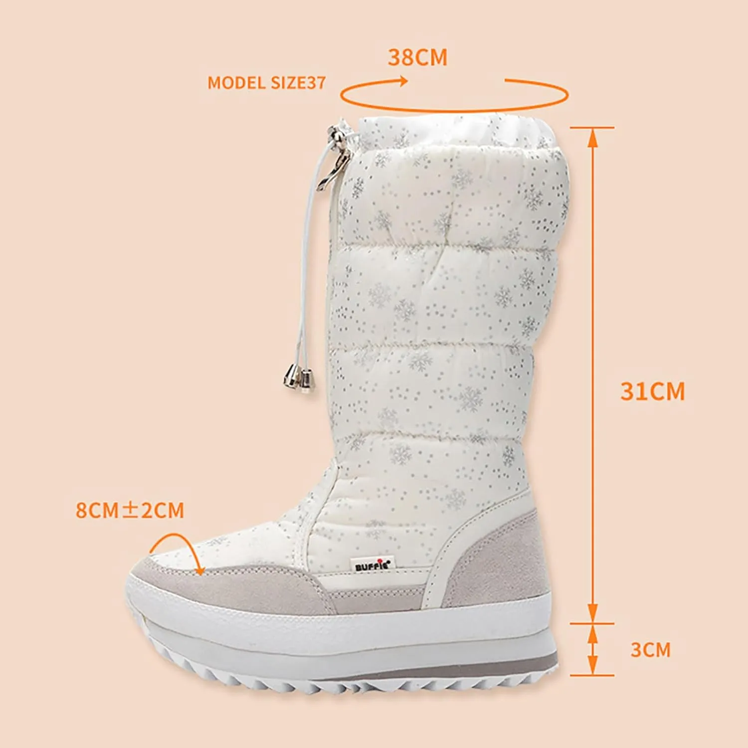 Winter Snow Boots for Women: Black Warm Fur Lined Slip on Ankle Boots Comfortable Waterproof Outdoor Shoes Thickening Warm