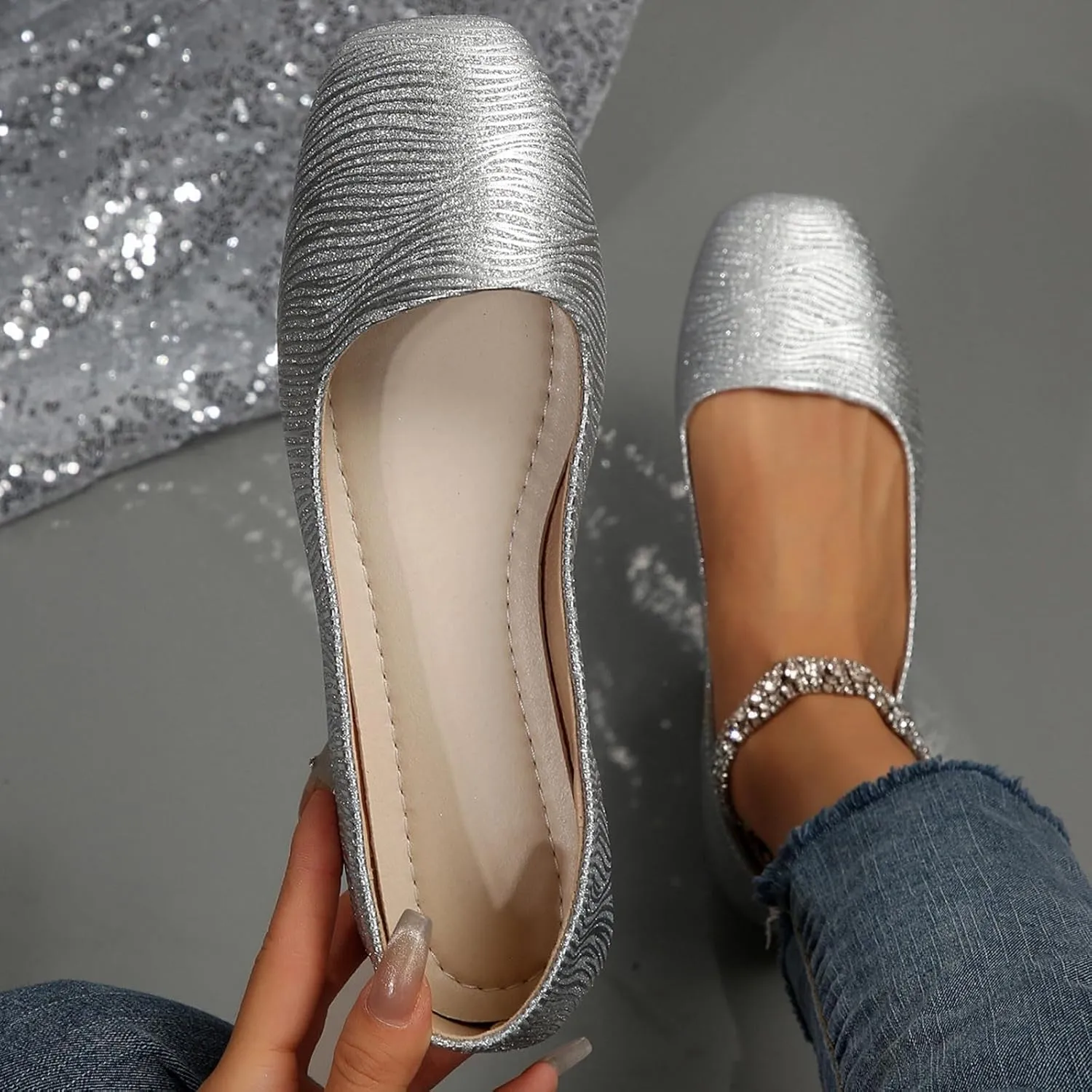 Women Casual Shoes Fashionable New Pattern and Pure Color Shiny Square Toe Flat Bottom Comfortable and Non Slip Casual Shoes Toddler Boy Casual Shoes Size 9
