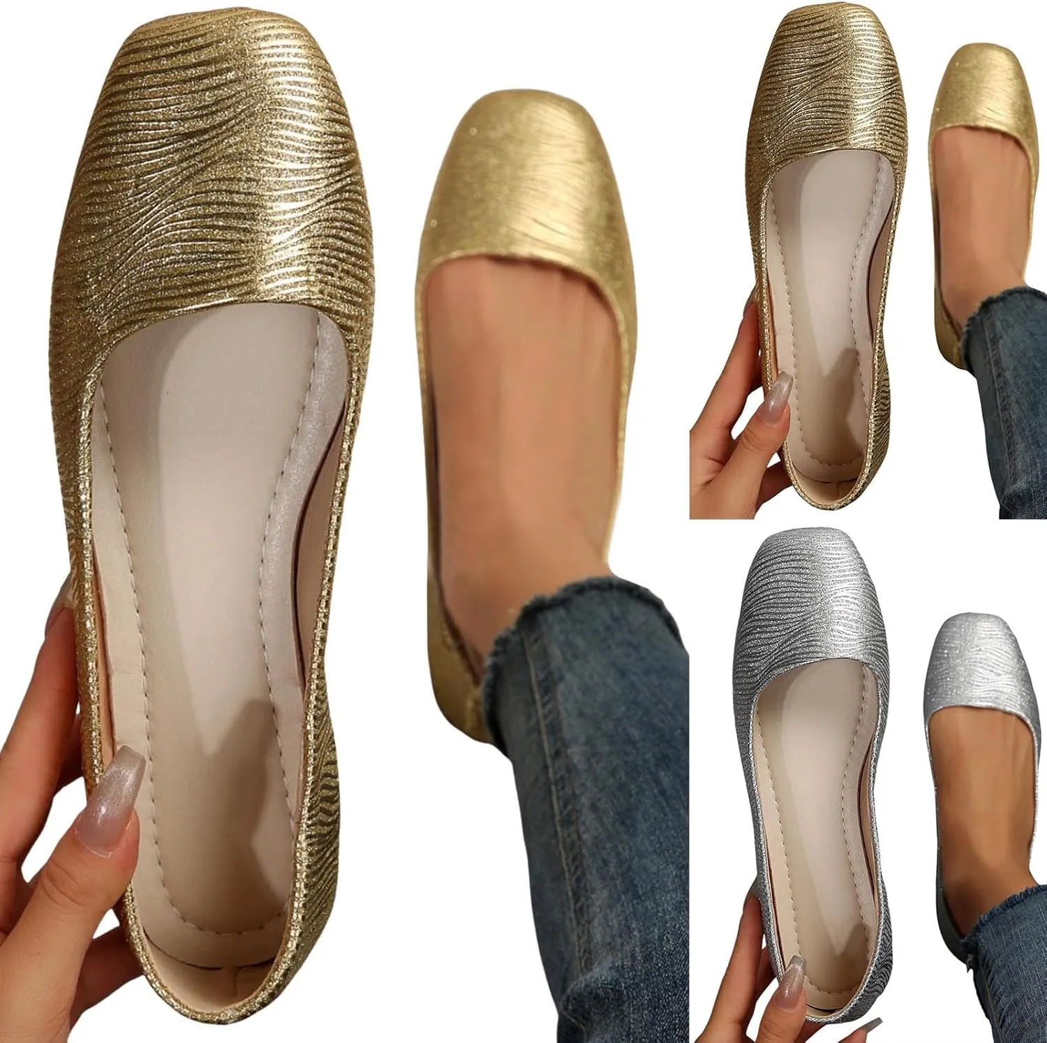 Women Casual Shoes Fashionable New Pattern and Pure Color Shiny Square Toe Flat Bottom Comfortable and Non Slip Casual Shoes Toddler Boy Casual Shoes Size 9