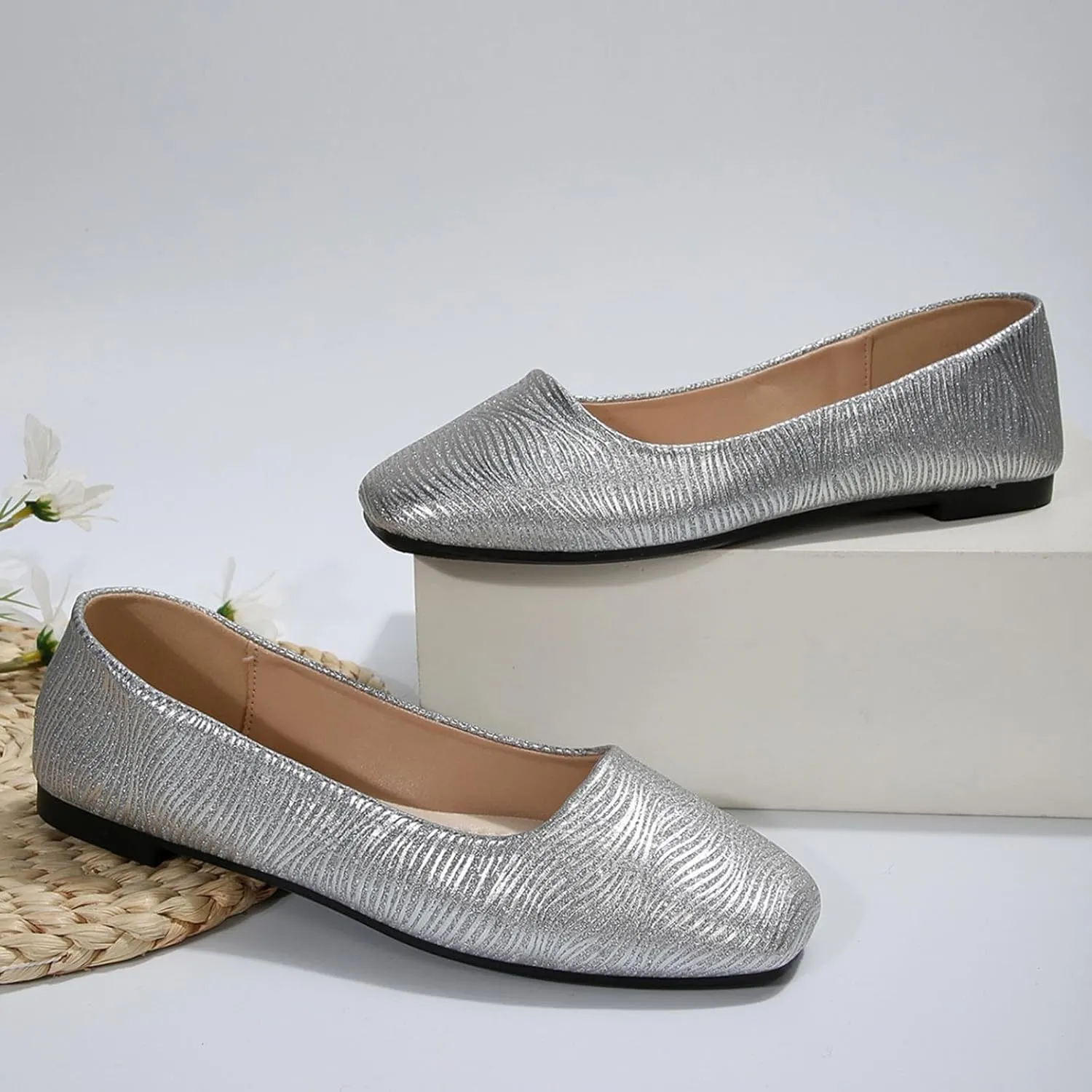 Women Casual Shoes Fashionable New Pattern and Pure Color Shiny Square Toe Flat Bottom Comfortable and Non Slip Casual Shoes Toddler Boy Casual Shoes Size 9