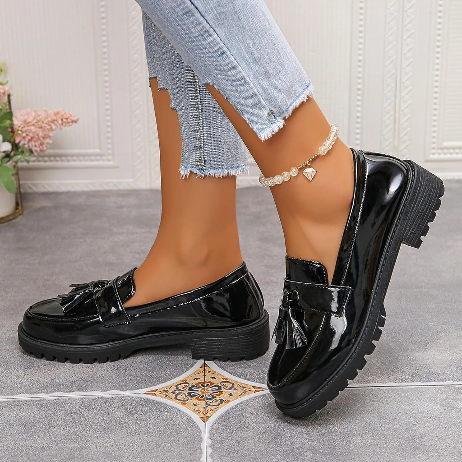 Women Slip On Shoes Chunky Penny Loafers Platform Business Shoes Comfy Work Shoes Fashion Casual Shoes