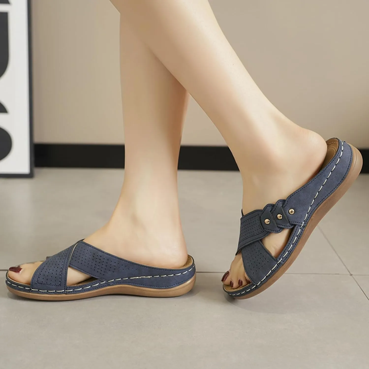 Women's Arch Support Wedge Sandals Summer Beach Walking Cushion Sandals Summer Sandals Temperament Sandals