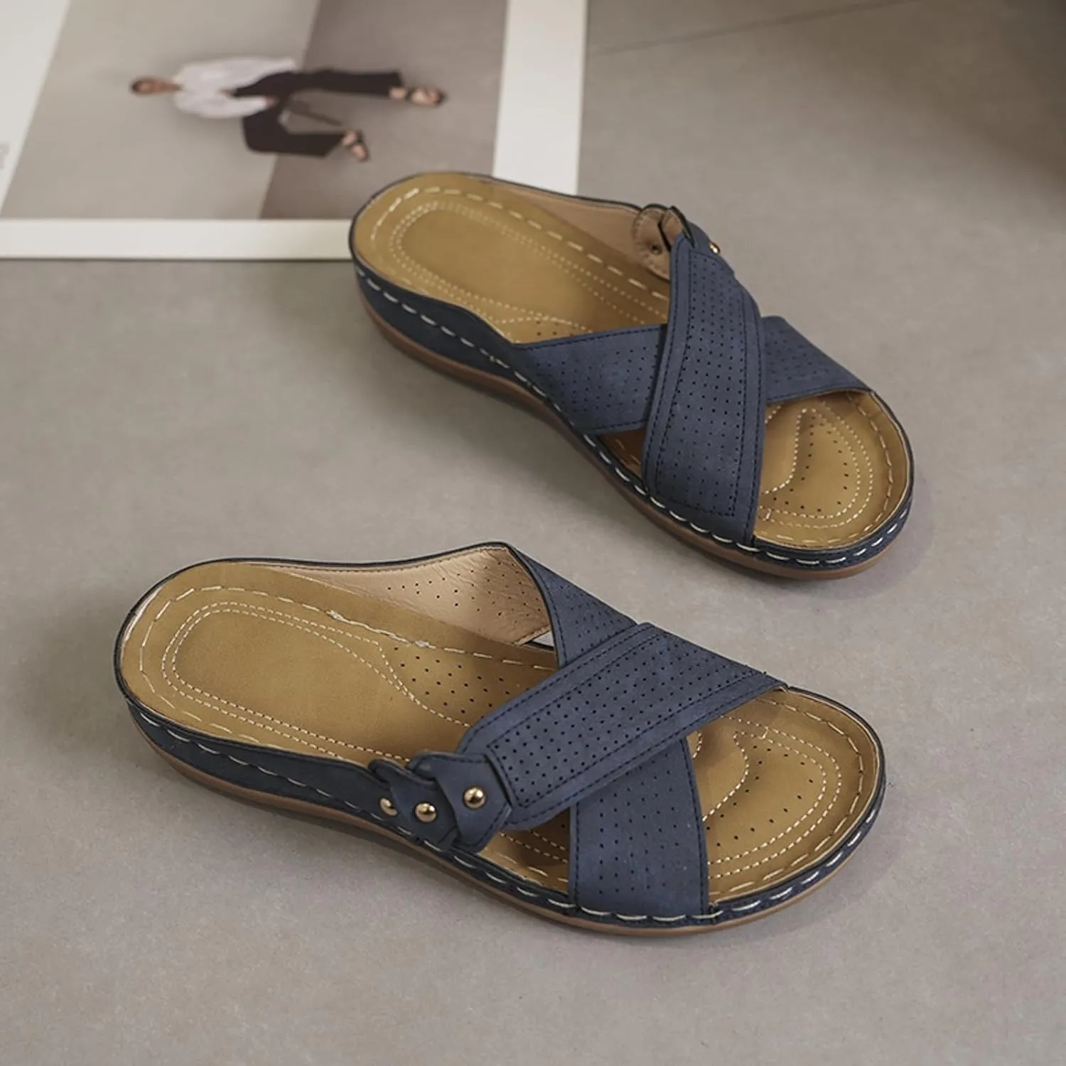 Women's Arch Support Wedge Sandals Summer Beach Walking Cushion Sandals Summer Sandals Temperament Sandals