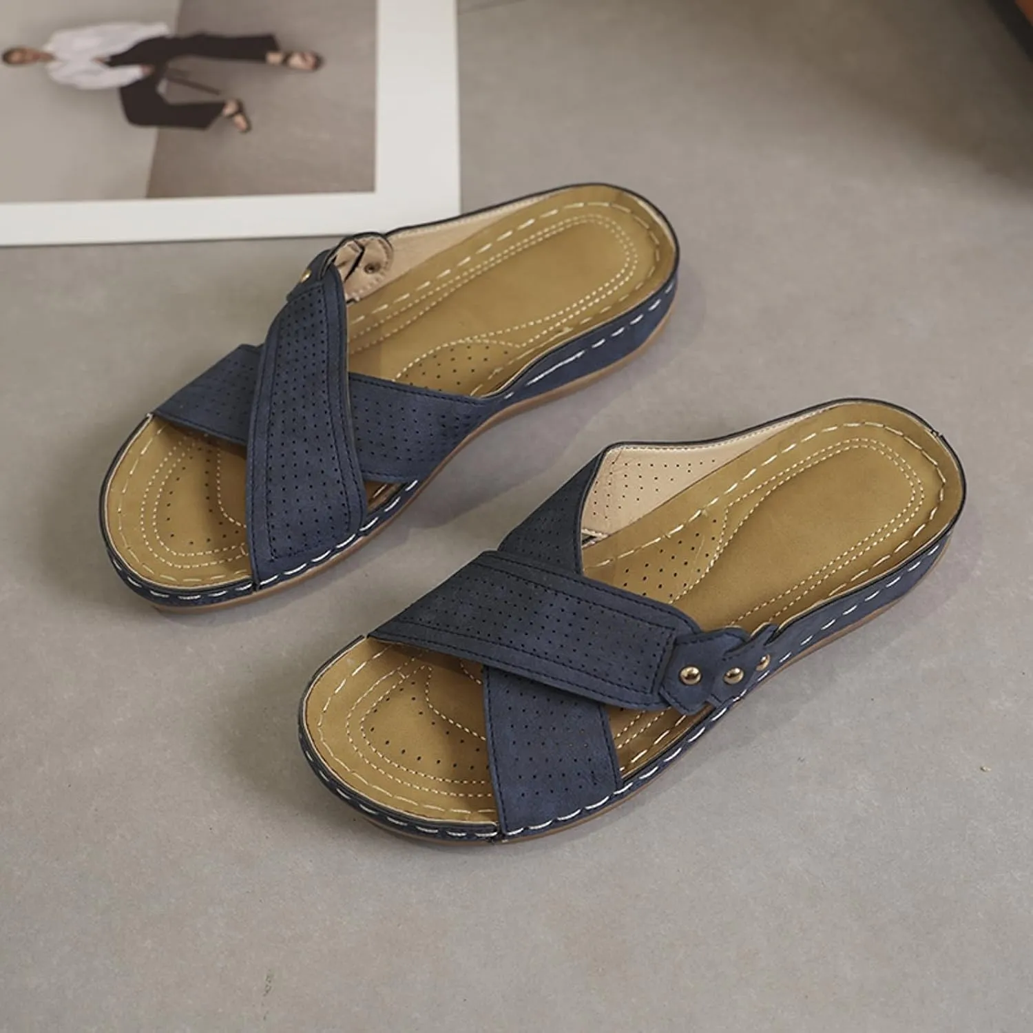 Women's Arch Support Wedge Sandals Summer Beach Walking Cushion Sandals Summer Sandals Temperament Sandals