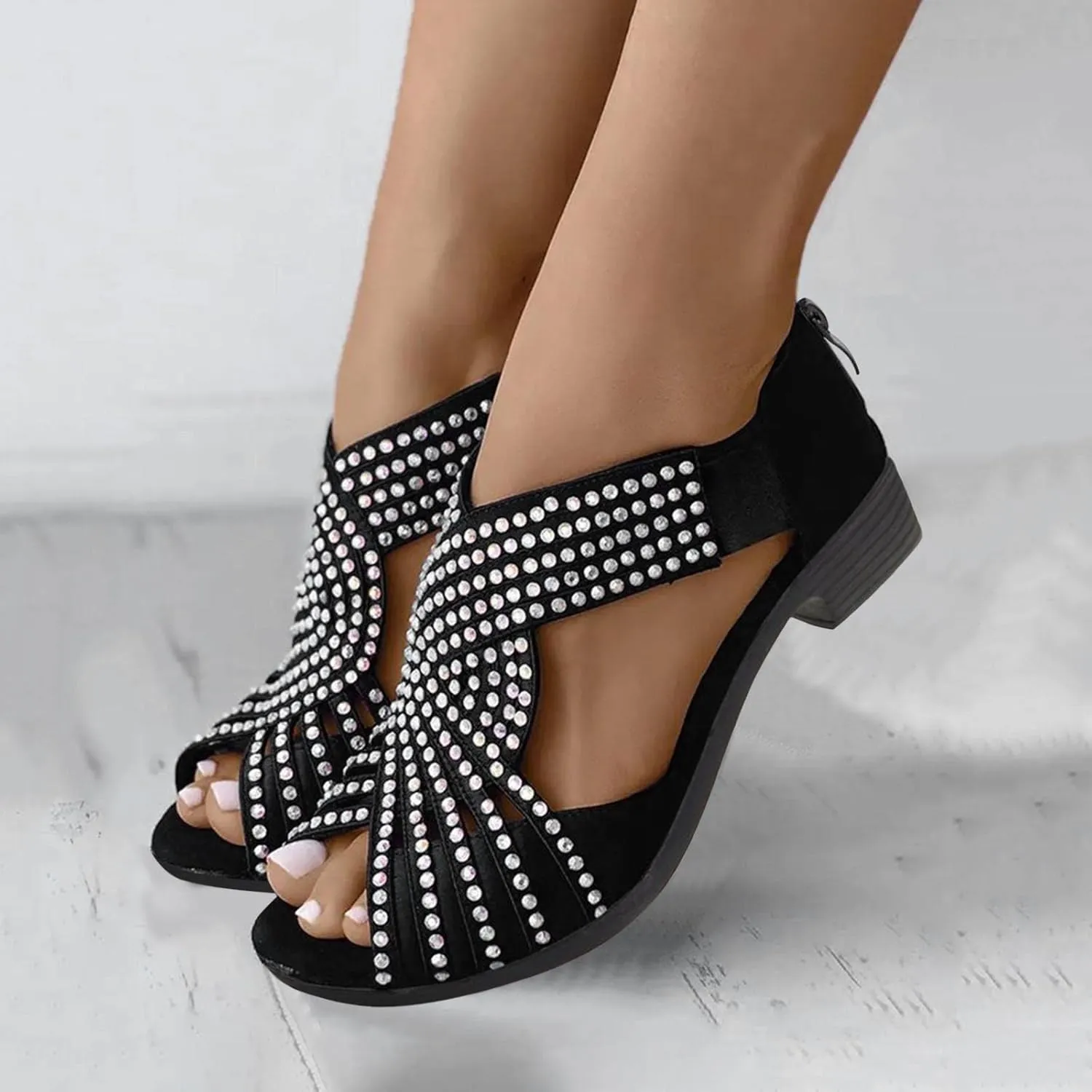 Women's Buckle Flatform Chunky Heel Sandals Retro Single Open Toe Breathable Arch Support Pump Shoes Classic Lightweight