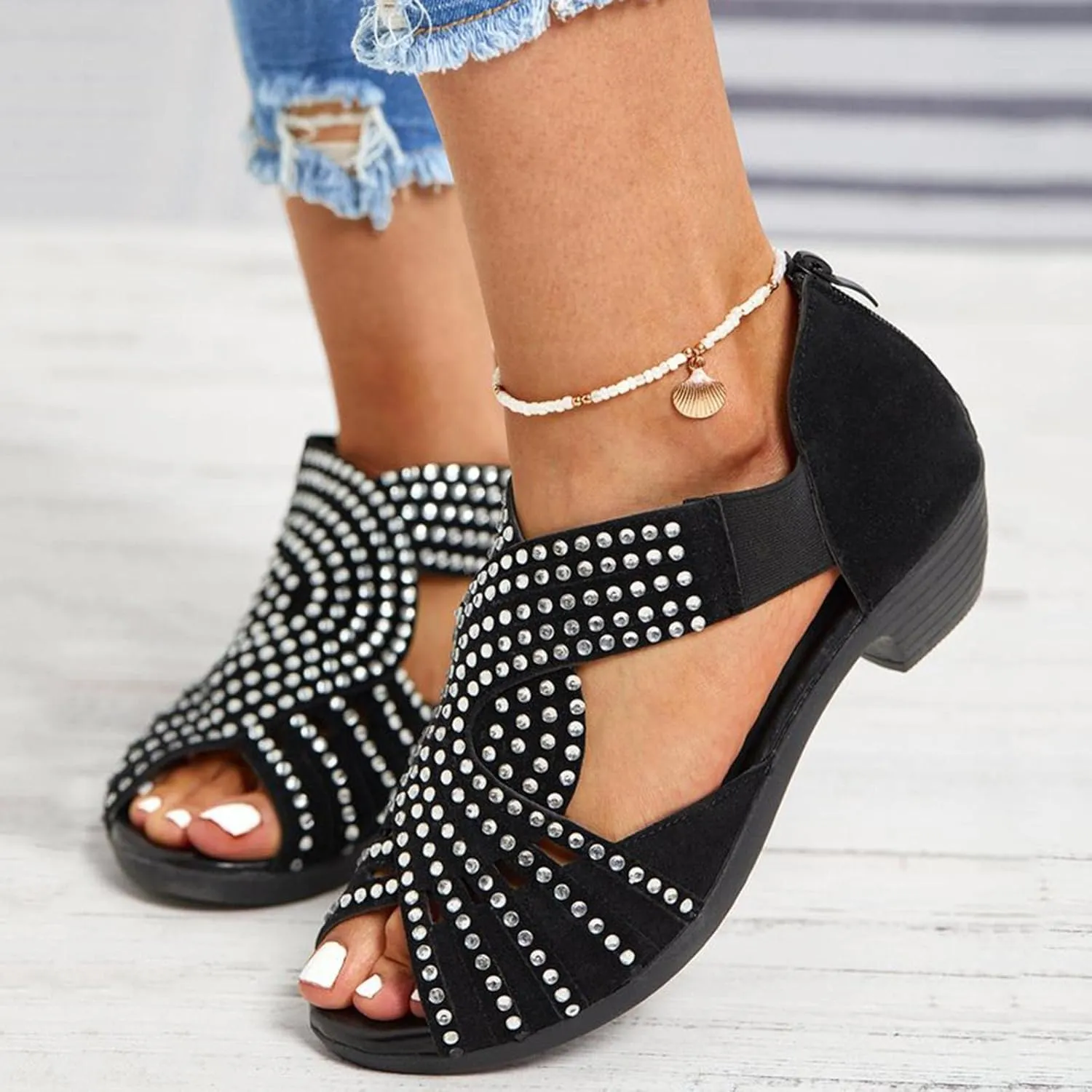 Women's Buckle Flatform Chunky Heel Sandals Retro Single Open Toe Breathable Arch Support Pump Shoes Classic Lightweight