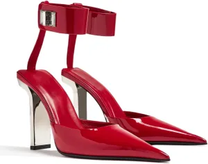 Women's Closed Toe Patent Leather Sandal Pumps with Ankle Strap Stiletto High Heels Sexy Party Wedding Dressy Shoes