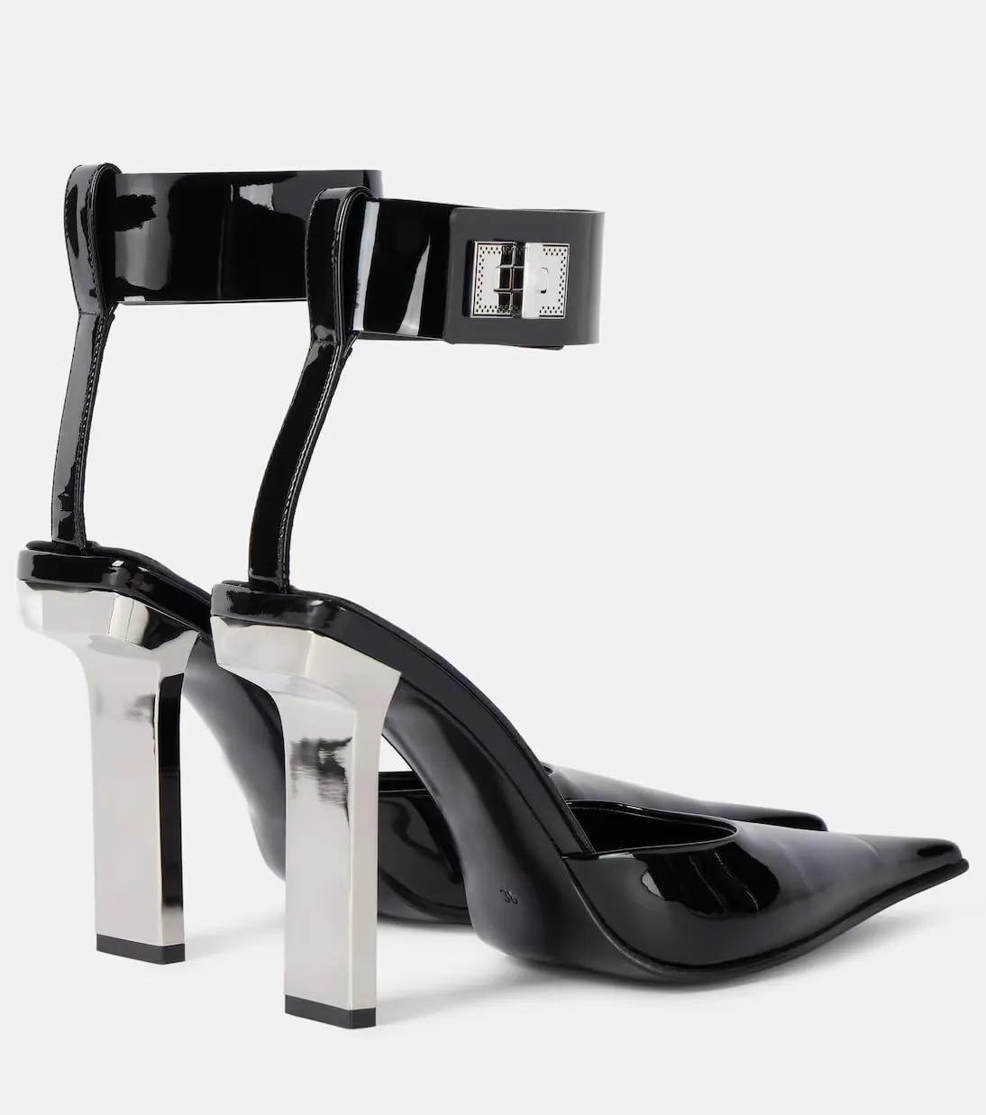 Women's Closed Toe Patent Leather Sandal Pumps with Ankle Strap Stiletto High Heels Sexy Party Wedding Dressy Shoes