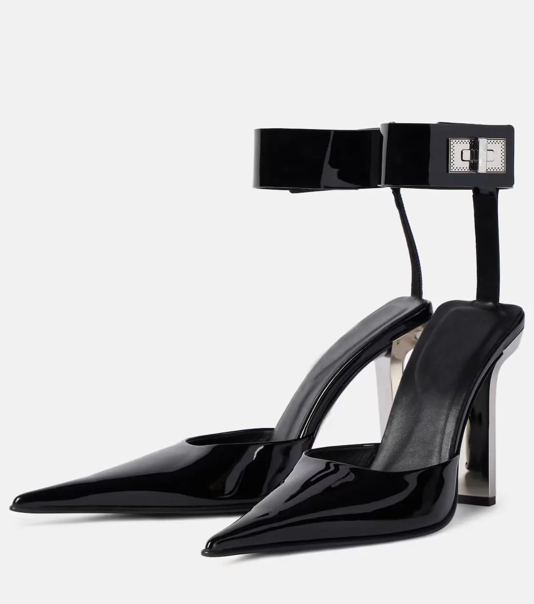 Women's Closed Toe Patent Leather Sandal Pumps with Ankle Strap Stiletto High Heels Sexy Party Wedding Dressy Shoes