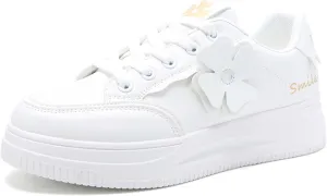 Women's Fashion Flower Flat Sports Skateboarding Shoes Anti Slip Shock Absorbing Tennis Shoes Ultra Light Breathable Casual Walking Shoes